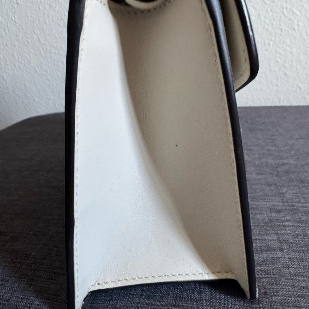 Gucci White Leather Top Handle Satchel with Navy-Red Web & Gold Hardware - Picture 3 of 9